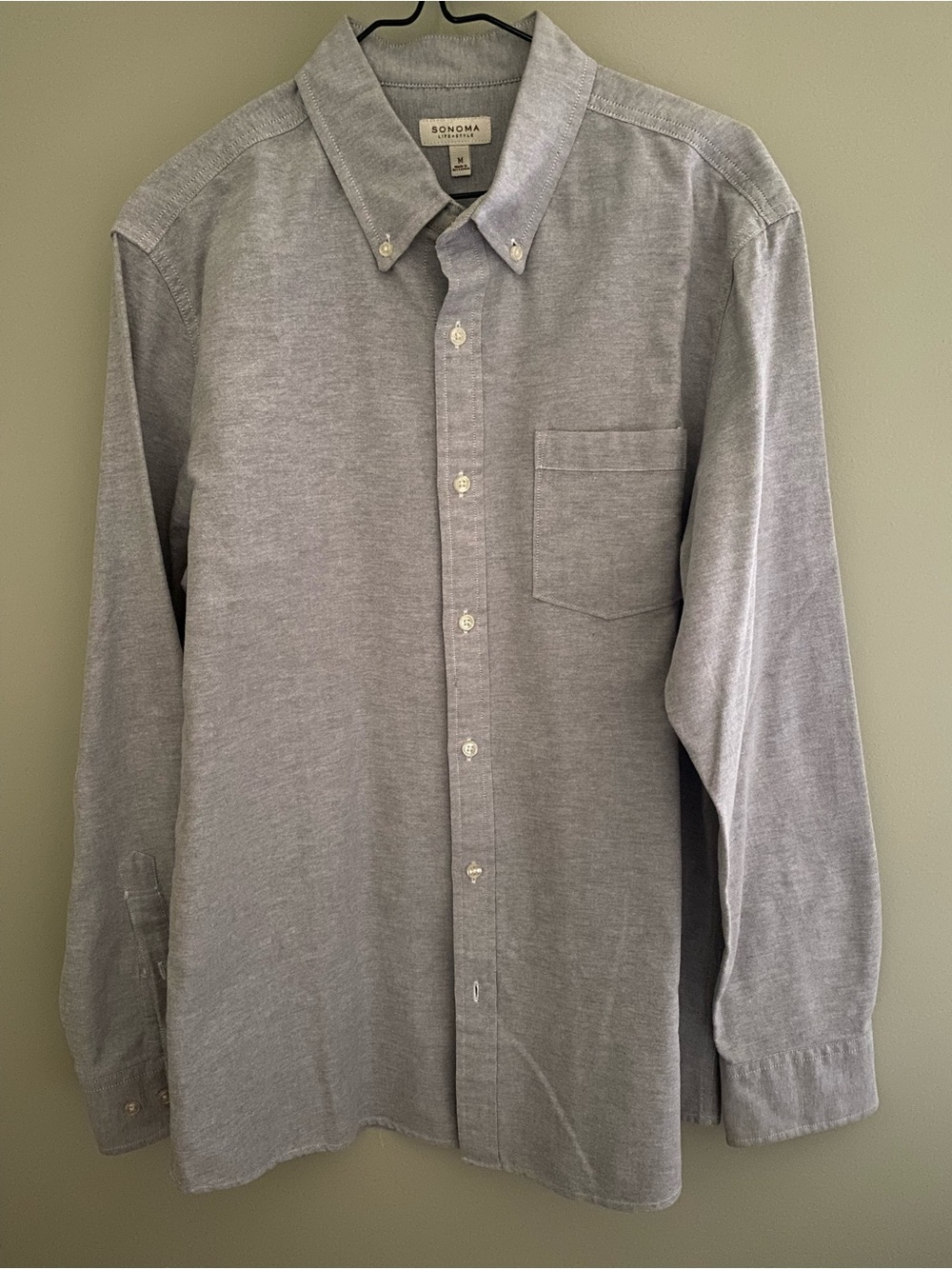 Sonoma Men's Light Gray Button-Down Oxford Shirt
